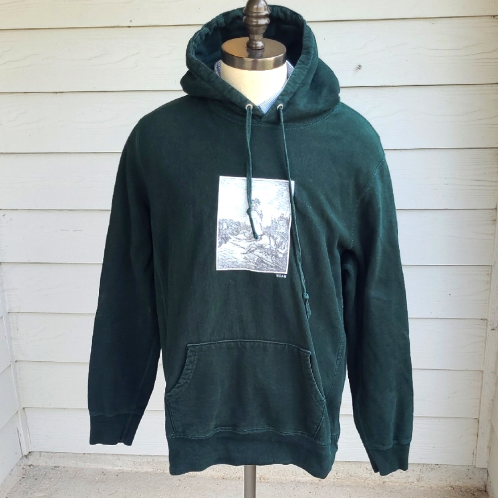 NOAH‎ NYC Canada Dark Green Abstract Sz XL Mens Streetwear Hoodie Sweater